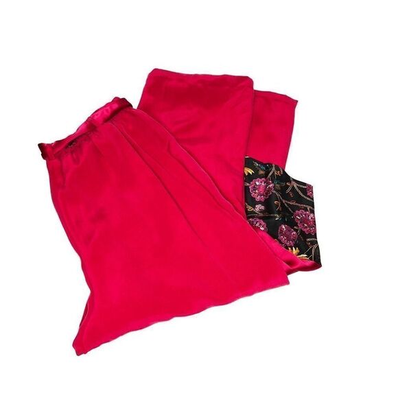 Diane Von Furstenberg silk assets hot pink silk crop pants with sash tie belt si - Picture 12 of 16
